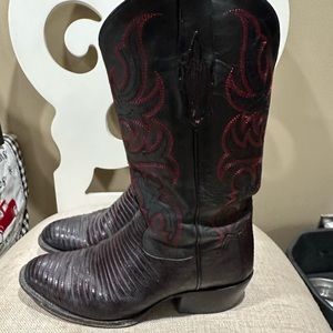 Men’s tony lama black cherry lizard cowboy boots